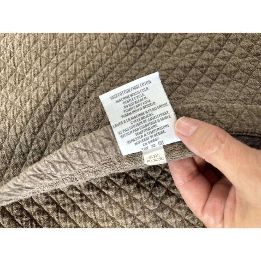 Restoration Hardware Diamond Matelasse Shams Standard Brown Heavyweight Quilted